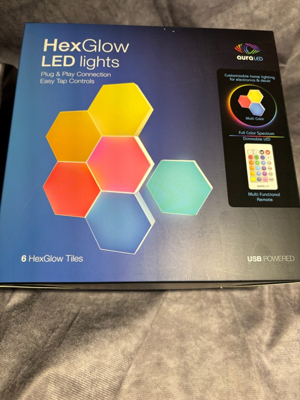 HexGlow LED Lights - Multi-Color Hex Tiles (6-Pack)